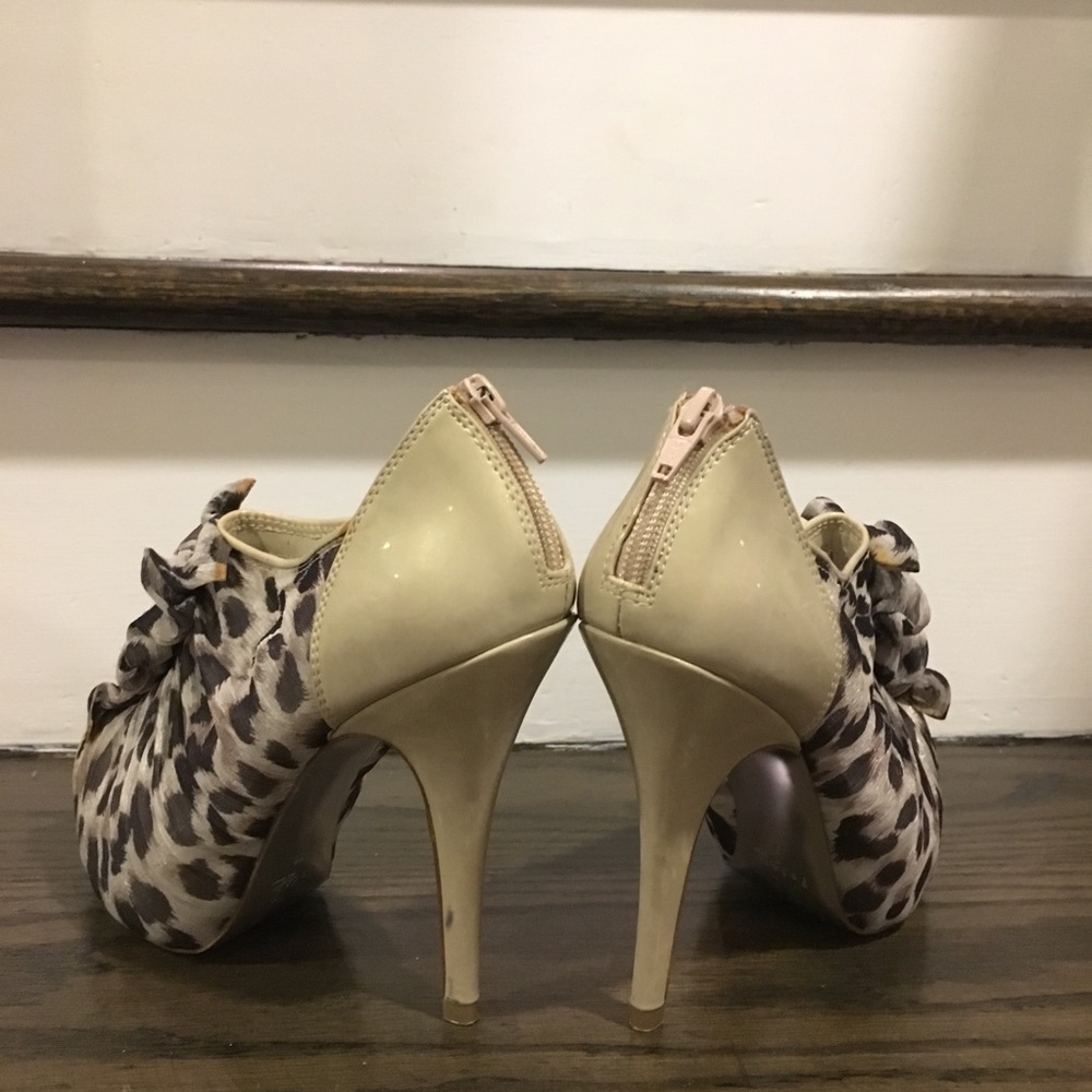 Leopard Print Mesh With Ruffle Ankle Booties - image 4